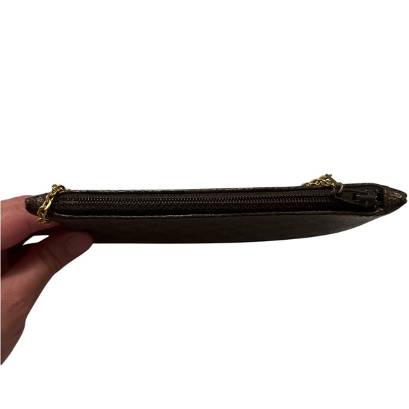Céline Brown Monogram Macadam Pouch Chain Wristlet Vintage - Picture 5 of 13